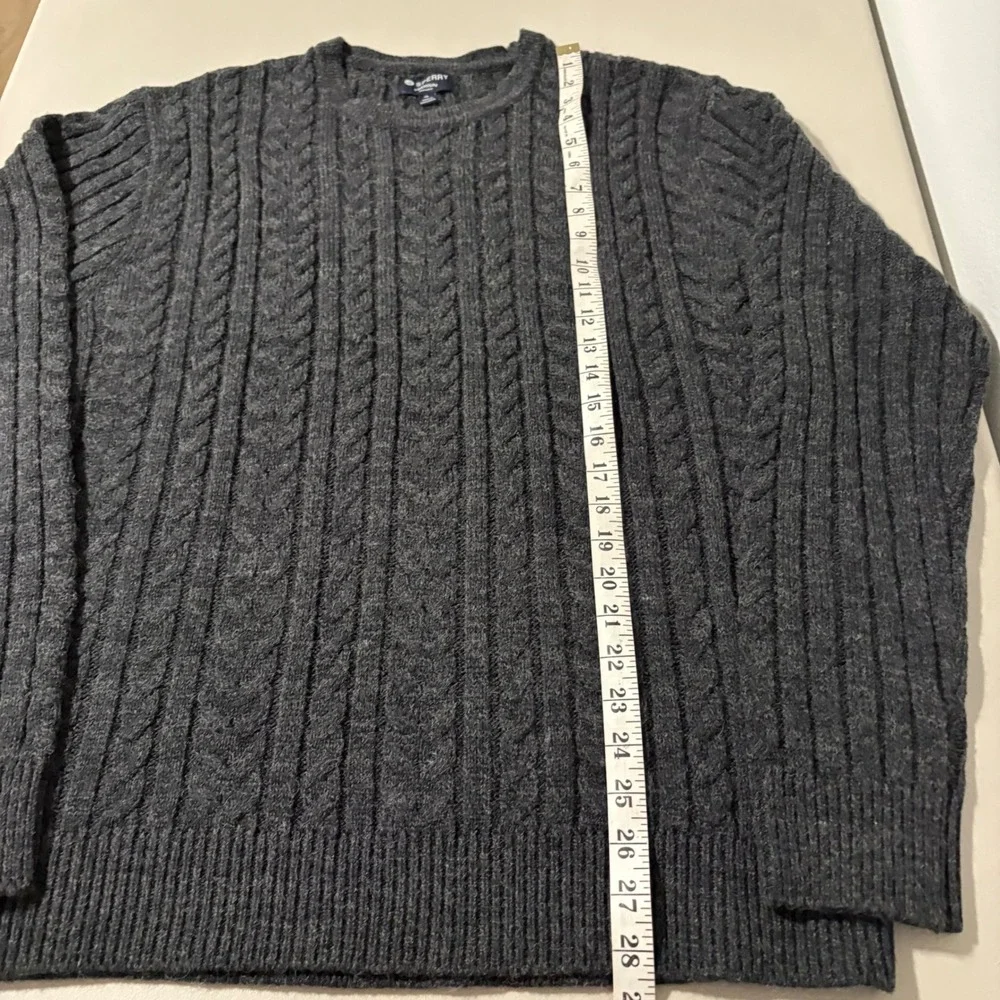Sperry Premium Apparel‎ Men's Charcoal Gray Cable Knit Wool Blend Sweater XL